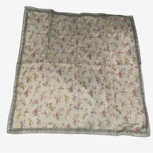 Vintage Pierre Balmain Floral Handkerchief Scarf Paris Pink Rose Print - 16x16